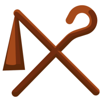 Símbolos egipcios del antiguo palo de poder y la peste, ideal para tu bebé. Encuentra en chupete-bebe.com.