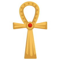 Cruz copta egipcia en oro con rustone, símbolo de vida y protección para tu bebé. Ideal para un inicio lleno de amor.