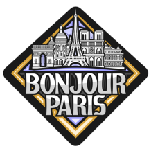 Logo Bonjour Paris, ideal para artículos de bebé como chupetes y bodis en chupete-bebe.com. Diseño encantador y funcional.