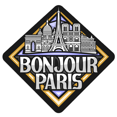 Logo Bonjour Paris, ideal para artículos de bebé como chupetes y bodis en chupete-bebe.com. Diseño encantador y funcional.