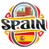 Diseño colorido con el nombre España, ideal para artículos de bebé. Perfecto para personalizar chupetes y más.