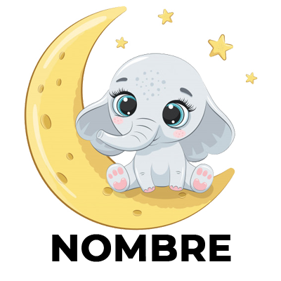 Bebé elefante de buenas noches Media Luna, un encantador diseño ideal para la habitación de tu pequeño. Perfecto para dulces sue