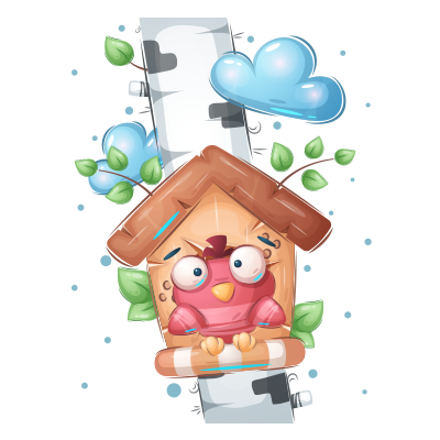 Animales Divertidos Pájaro casa, un encantador diseño ideal para decorar el espacio de tu bebé en chupete-bebe.com.