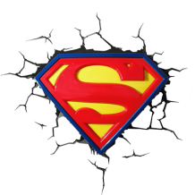 Logotipo de Superman rompe la pared, ideal para personalizar artículos de bebé. Encuentra todo en chupete-bebe.com.