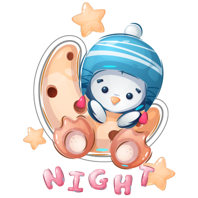 Animales Divertidos Penguin Night: un encantador diseño ideal para artículos de bebé que brindan confort y dulzura.