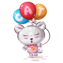 Animales Divertidos Cat modelo-2: alegre diseño con globos, ideal para complementar la colección de artículos de bebé en chupete