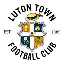 Escudo de Luton Town Football Club, ideal para bodis, gorritos y baberos de bebé en chupete-bebe.com.