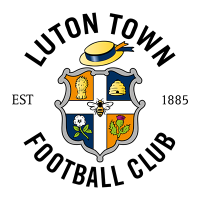 Escudo de Luton Town Football Club, ideal para bodis, gorritos y baberos de bebé en chupete-bebe.com.