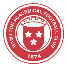 Logotipo del Hamilton Academical Football Club, ideal para productos de bebé como chupetes y bodis. Encuéntralo en chupete-bebe.