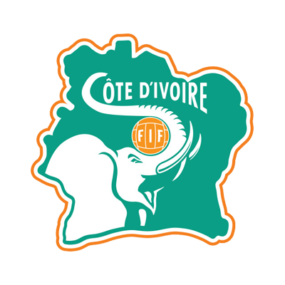 Logo de la selección nacional de fútbol de Costa de Marfil, ideal para artículos de bebé con temática deportiva.